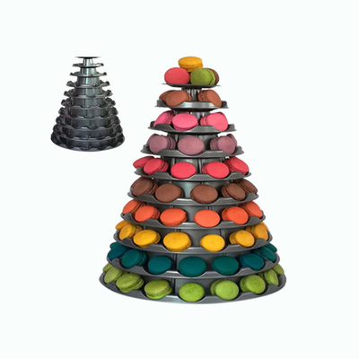Graue Turm-Stand Macaron-Reihe PVCs Plastik-Macaron mit runder Acrylbasis