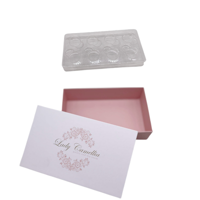 8 Stück süße Papierschachtel Schokoladen-Geschenkverpackung mit durchsichtiger Kunststoff-Innenseite