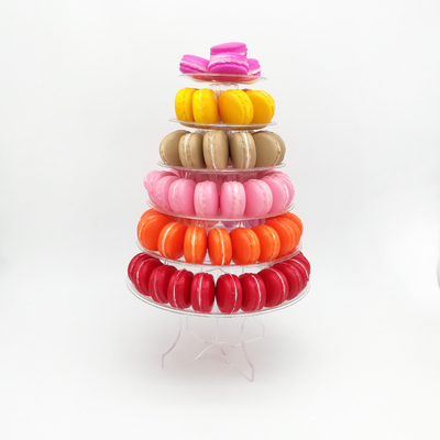 Rundes, recyceltes, 6-stufiges Macaron-Turm-Stand mit Boden