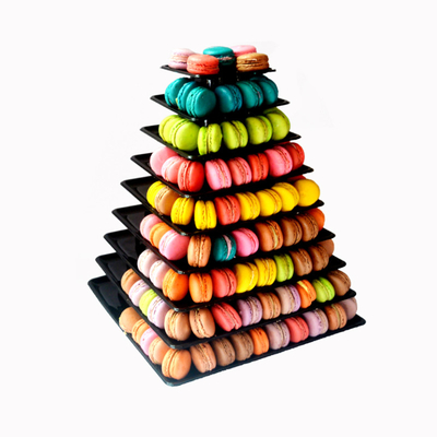 Plastik Macaron-Display-Stand mit 4 Stufen Quadrat Macaron-Turm