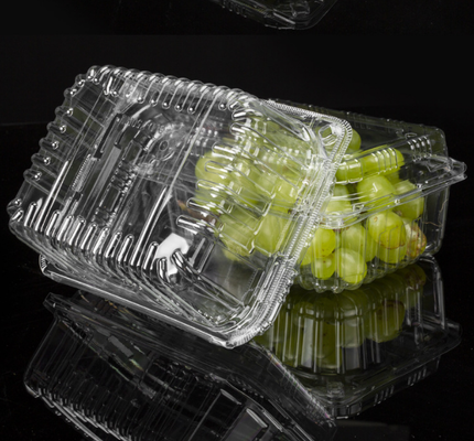Customized disposable fresh fruit cutting box with transparent lid and compartmentalized fruit packaging box made of PET fruit plastic packing box