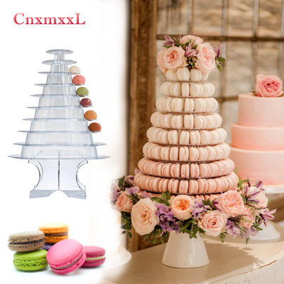 Klar schwarz 10 Stufe Makaron Blister Turm Stand Verpackung mit Acryl Beste Kuchen Dekoration