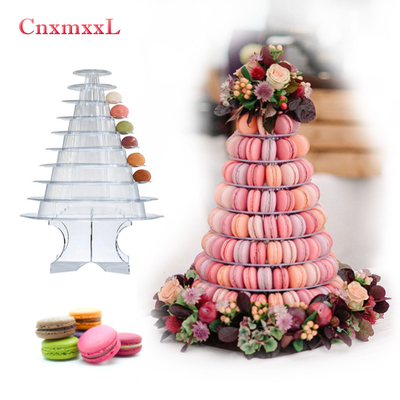 Klar schwarz 10 Stufe Makaron Blister Turm Stand Verpackung mit Acryl Beste Kuchen Dekoration