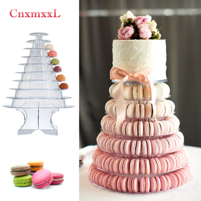 Klar schwarz 10 Stufe Makaron Blister Turm Stand Verpackung mit Acryl Beste Kuchen Dekoration