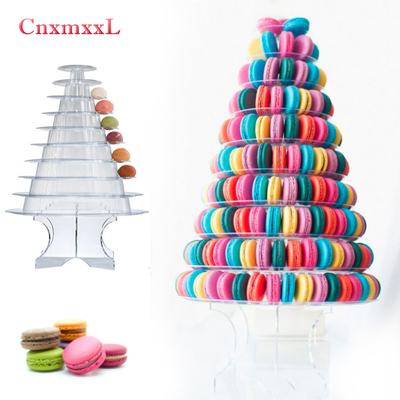 Klar schwarz 10 Stufe Makaron Blister Turm Stand Verpackung mit Acryl Beste Kuchen Dekoration