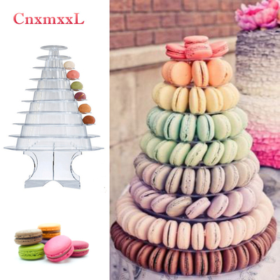 Klar schwarz 10 Stufe Makaron Blister Turm Stand Verpackung mit Acryl Beste Kuchen Dekoration