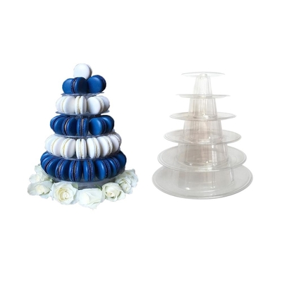Rundes, recyceltes, 6-stufiges Macaron-Turm-Stand mit Boden