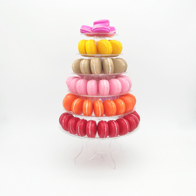 Rundes, recyceltes, 6-stufiges Macaron-Turm-Stand mit Boden