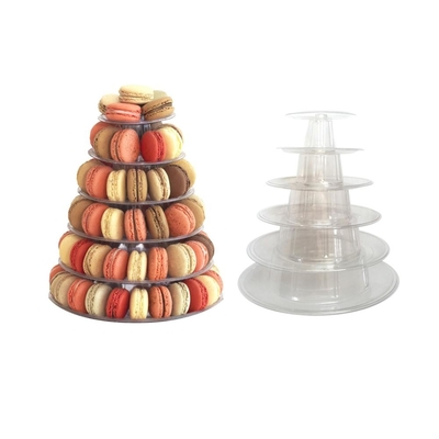 Rundes, recyceltes, 6-stufiges Macaron-Turm-Stand mit Boden