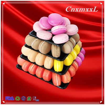 Plastik Macaron-Display-Stand mit 4 Stufen Quadrat Macaron-Turm