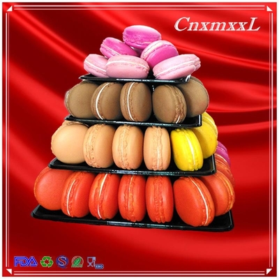 Plastik Macaron-Display-Stand mit 4 Stufen Quadrat Macaron-Turm