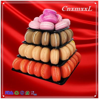 Plastik Macaron-Display-Stand mit 4 Stufen Quadrat Macaron-Turm