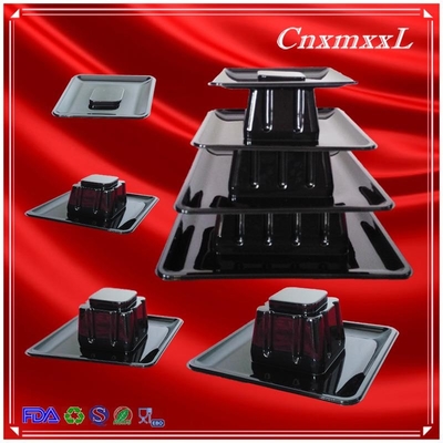 Plastik Macaron-Display-Stand mit 4 Stufen Quadrat Macaron-Turm