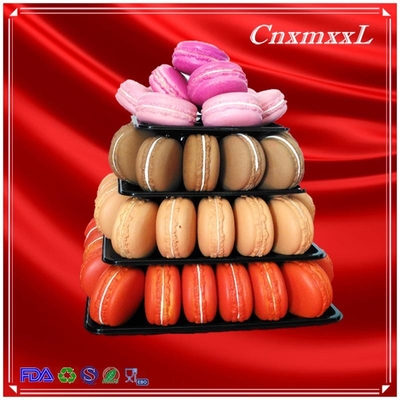 Plastik Macaron-Display-Stand mit 4 Stufen Quadrat Macaron-Turm