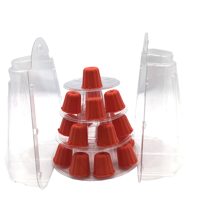 Mini-Clear Plastic 4 Tier Canele Tower Stand für die Anzeige Canele / Makkaron und Kuchen Dekoration