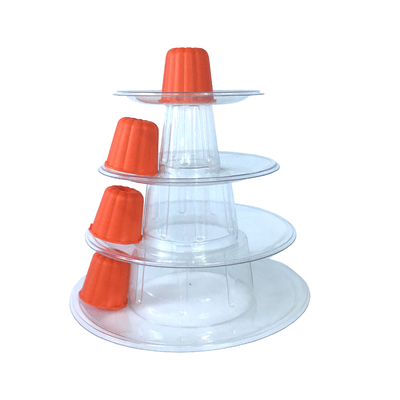 Mini-Clear Plastic 4 Tier Canele Tower Stand für die Anzeige Canele / Makkaron und Kuchen Dekoration