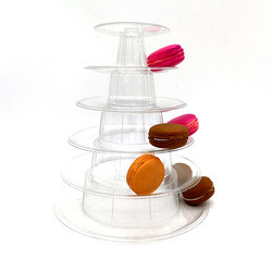 Mini-Clear Plastic 4 Tier Canele Tower Stand für die Anzeige Canele / Makkaron und Kuchen Dekoration