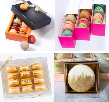 Hot Stamping Macaron Transparent Box Ober- und Unterdeckel Macaron Display Rack 12 Stück