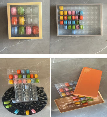 Öko-freundliche, transparente Makkaronverpackung mit individuellem Druck und Display-Stand für Geschenkboxen