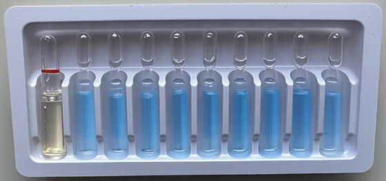 Maßgeschneiderte PET-Fläschenteller für 1 ml~10 ml Wasser-Injektionsfläschchen, Maßgeschneiderte Medizin-Fläschenteller Verpackung