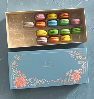 Durchsichtige Papierbox Verpackung Makaron-Display-Rekord Makaron-Tray Makaron-Geschenkbox Verpackung Schokolade Makaron Ober- und Unterdeckel Verpackung