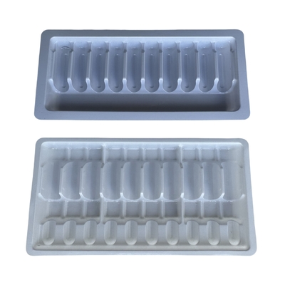 Weiße PET-Plastikblasen für Arzneimittel im Inneren des Fälschungsschutzmusters Ampulle Blasenfach Verpackung und Lagerung