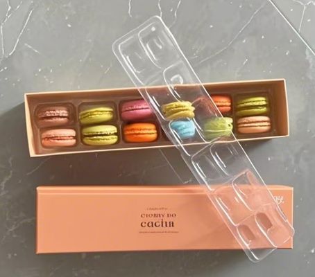 Anpassbare und recycelbare PET-Box mit Wärmesiegelung für Schokoladen- und Makkaronverpackungen