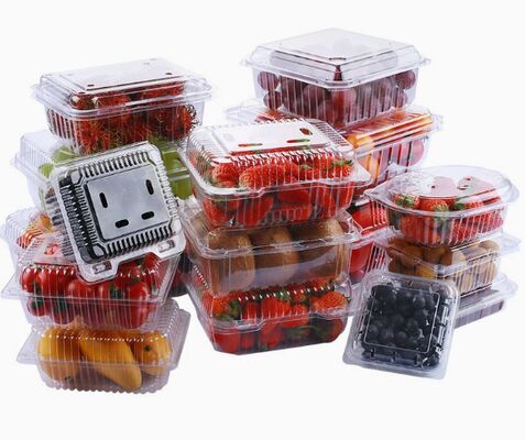 Customized Design Recyclable PET Fruit Packaging Box with Heat Sealing for Tomatoes and Grapes