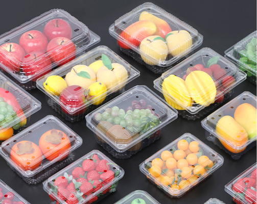 Großhandelskarton für Einwegfrüchte mit transparenter Abdeckung und einer dicken Kunststoffblisterverpackung für die Verpackung von Früchtenschneidkartons, maßgeschneidert