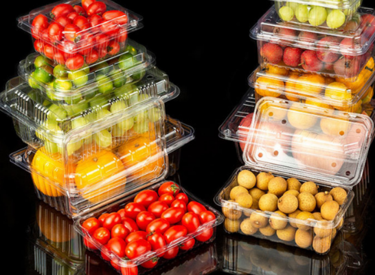 Obstkisten, Obstschalen, Fleischverpackungskisten, Gemüseverpackungskisten, Fastfood-Kisten sowie PVC-, PP-, PET-transparente Kisten und gedruckte Kisten.