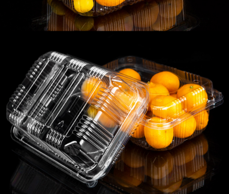clear plastic fruit box  berry clamshell container  plastic fruit punnet fruit packaging box hinged plastic container